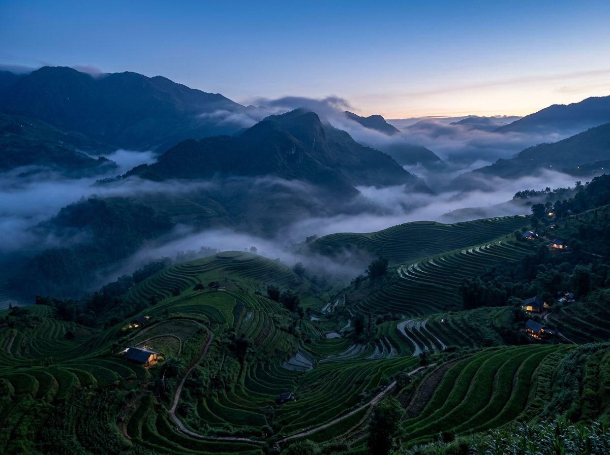 Bình minh ruộng bậc thang vùng cao